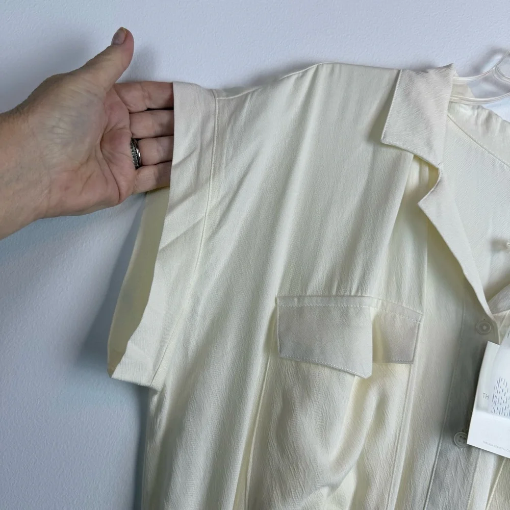 NWT Thread & Supply Maya Cream Dress Button Front Elastic Waist Size L - Picture 12 of 17